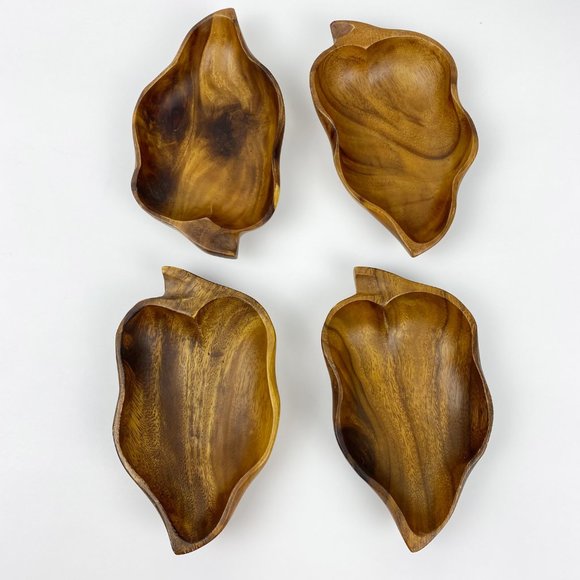 VTG Monkey Pod Bowls Serving Party Set 5 Pieces - Picture 6 of 7